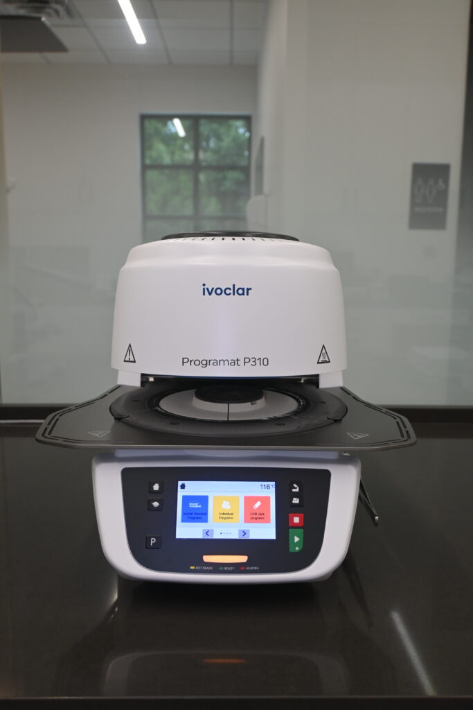 Ivoclar Programat P310 ceramic furnace used for firing and glazing custom porcelain crowns in Premier Prosthodontics in-house lab.